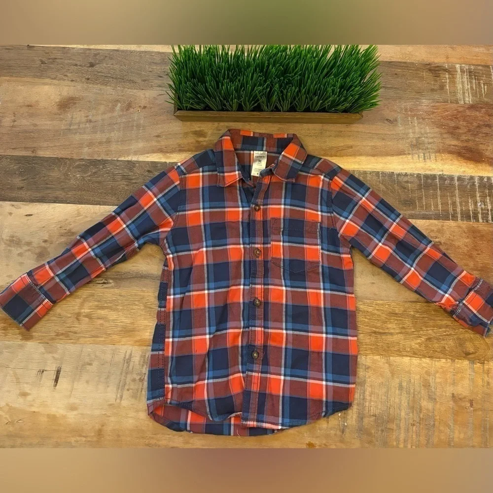 Carters Boys 3T Plaid Button Down